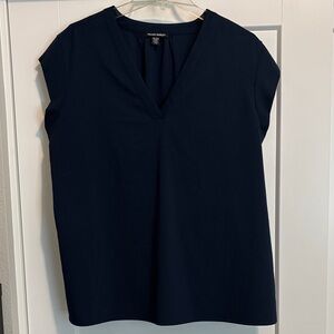 Hilary Radley Navy V-Neck Blouse